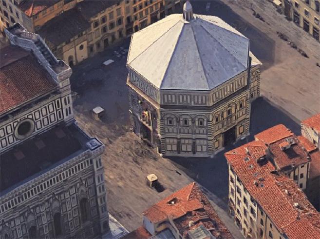 Vista dall'alto della porta est del Battistero di Firenze