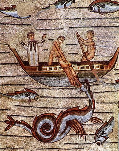  Giona viene gettato in mare e divorato dal mostro marino. <i>Il ciclo di Giona</i> - Aquileia