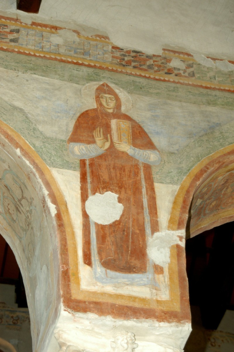 Scuola campano-cassinese sec. XI, Affresco con santo abate 4/8