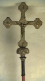 Bottega del nord Italia sec. XIX, Croce astile in metallo sbalzato