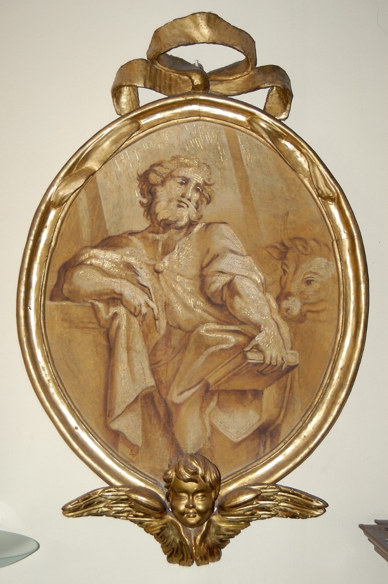 Bott. ravennate sec. XVII, Cornice di dipinto con San Luca Evangelista