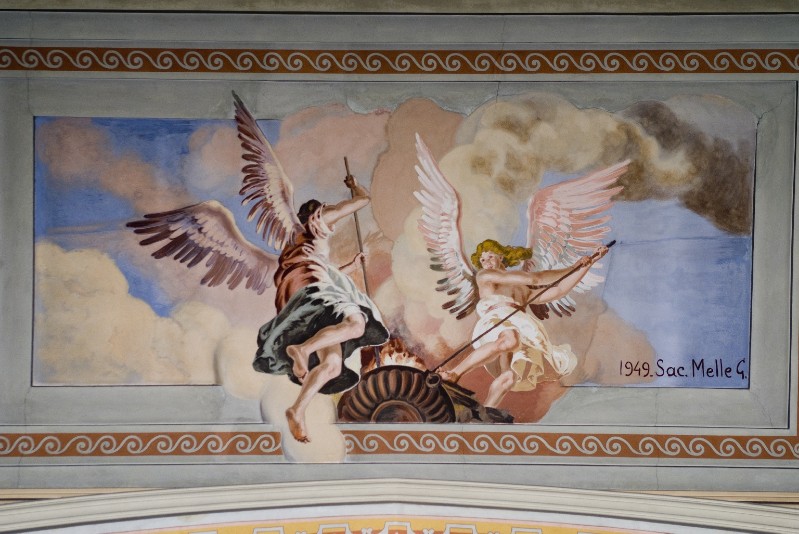 Melle G. (1949), Dipinto murale di angeli con braciere