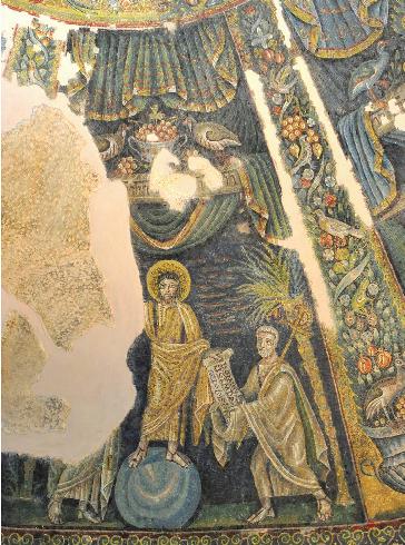  Traditio Legis - Particolare del mosaico della cupola del battistero di S. Giovanni in Fonte - Napoli