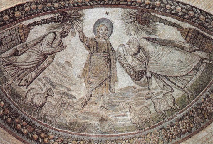  Traditio Legis - Nicchia a mosaico del mausoleo di santa Costanza a Roma; nel cartiglio si legge <i>Dominus pacem dat(a)</i> allusione alla pace costantiniana