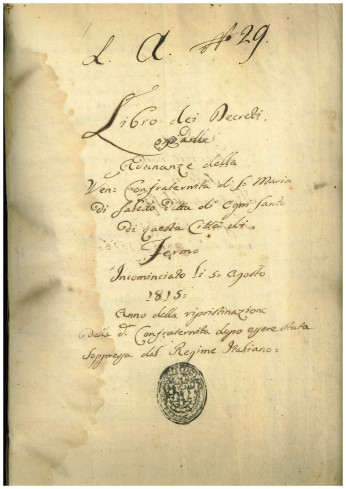 Registro dei decreti di confraternita, 1815-1856