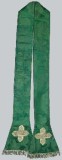 Manifattura lombarda sec. XX, Stola verde in damasco e raso ricamato