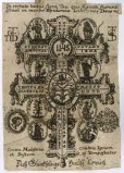 Ambito tedesco sec. XVIII, Stampa con croce di Caravaca